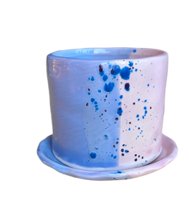 blue ceramic plant saucer Wildflower 4” Planter/Saucer Set – Karacotta Ceramics
