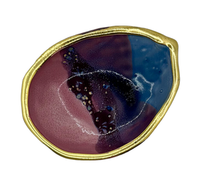 Abalone Ritual Dish in Raspberry with 22K Gold