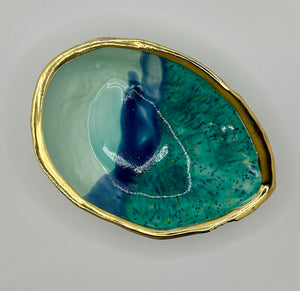 Abalone Ritual Dish in Meadow with 22K Gold