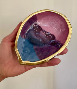 Abalone Ritual Dish in Raspberry with 22K Gold