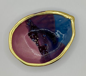 Abalone Ritual Dish in Raspberry with 22K Gold