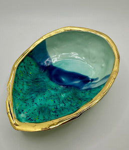 Abalone Ritual Dish in Meadow with 22K Gold